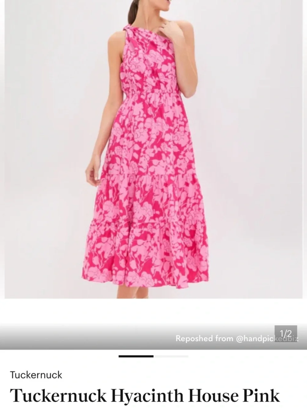 Pink and White Ruffled One-Shoulder Sundress - Picture 3 of 3